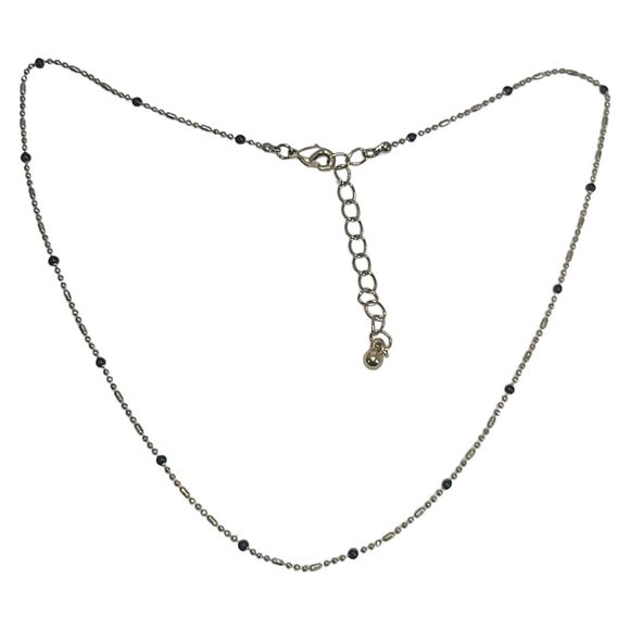 Estate Jewelry - Dainty Minimalist Gold Tone Black Bead Choker Necklace 14"-16"